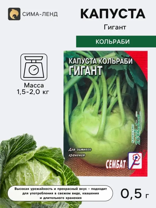 Семена Капуста кольраби &laquo;Гигант&raquo;, 0.5 г, &laquo;Сембат&raquo;
