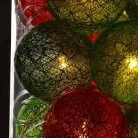 Гирлянда &laquo;Нить&raquo; 5 м с насадками &laquo;Клубки летние&raquo;, IP20, прозрачная нить, 20 LED, свечение тёплое белое, 220 В