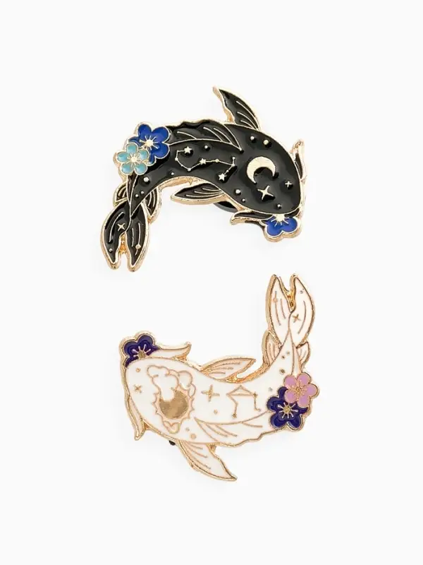 Набор значков &laquo;Япония. Карпы&raquo;, 2 шт. цветной в золоте