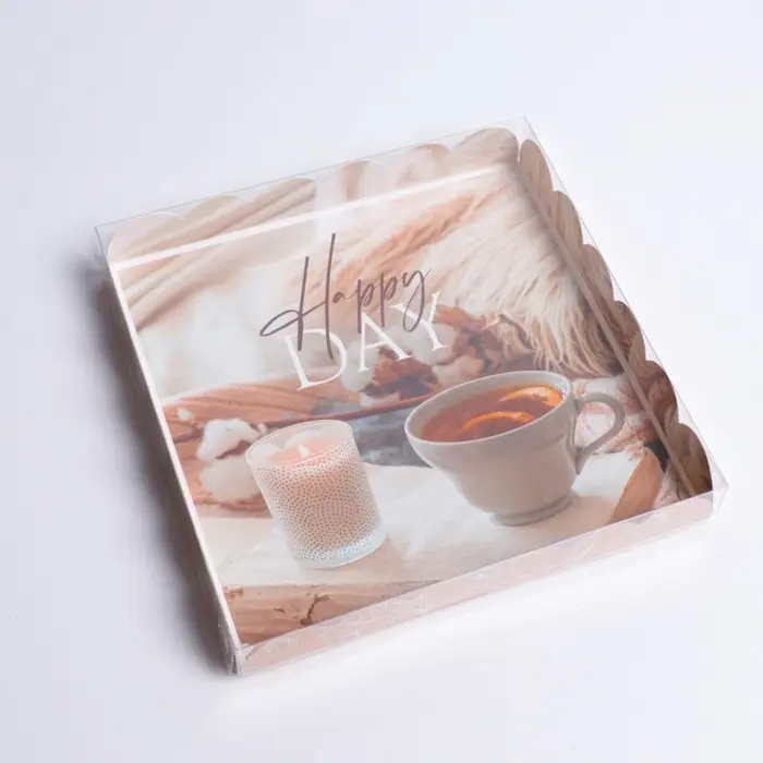 Коробка для печенья, кондитерская упаковка с PVC крышкой, &laquo;Уютный вечер&raquo;, 21 х 21 х 3 см