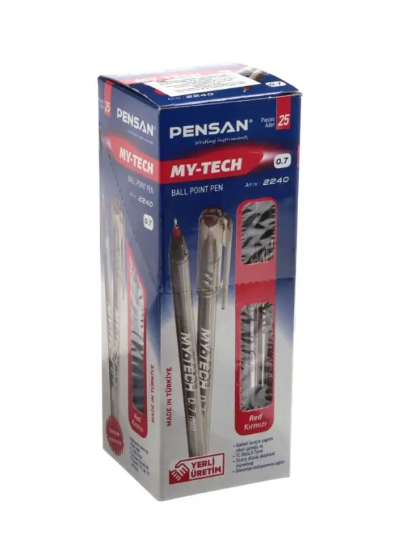 Ручка шариковая масляная Pensan My-Tech, узел-игла 0.7 мм, чернила красные