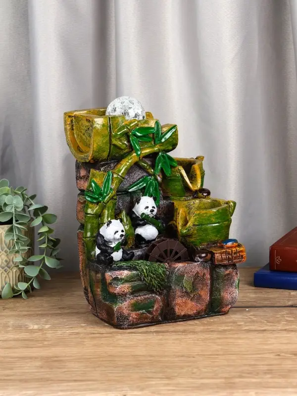 Фонтан "Панды на мельнице" 25х15х16 см (с подсветкой)