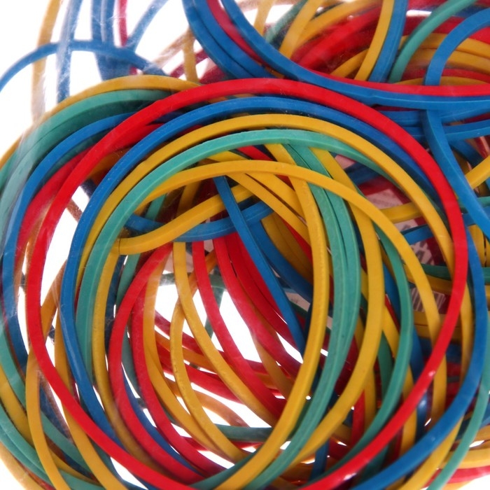 Банковская резинка, 50 г, диаметр 60 мм, длина 95 мм, сечение 1,7 х 1,7 мм, микс, в пакете Банковская резинка, 50 г, диаметр 60 мм, длина 95 мм, сечение 1,7 х 1,7 мм, микс, в пакете