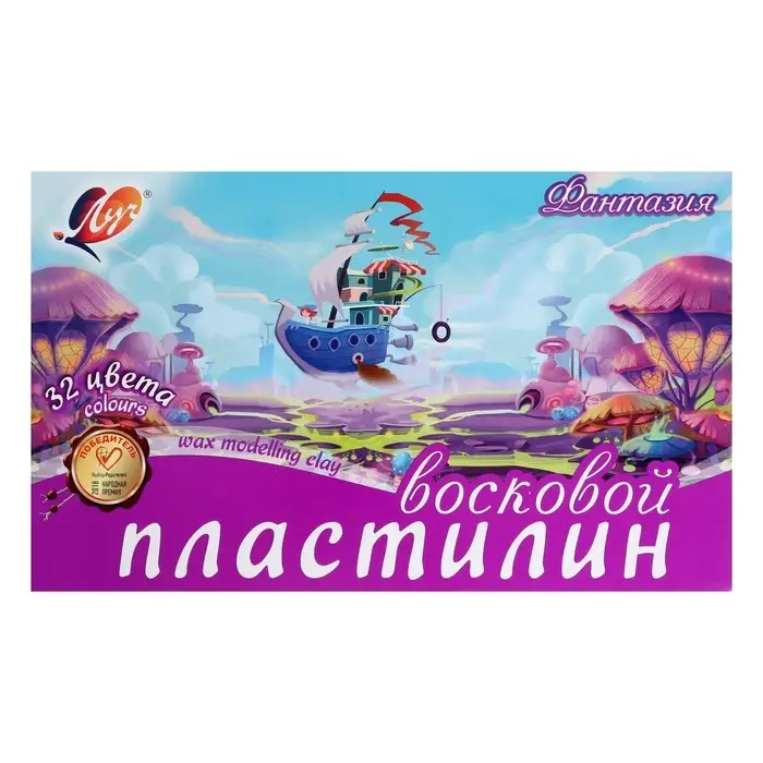 Пластилин мягкий (восковой) &laquo;Луч. Фантазия&raquo;, 32 цвета, 475 г, со стеком, МИКС
