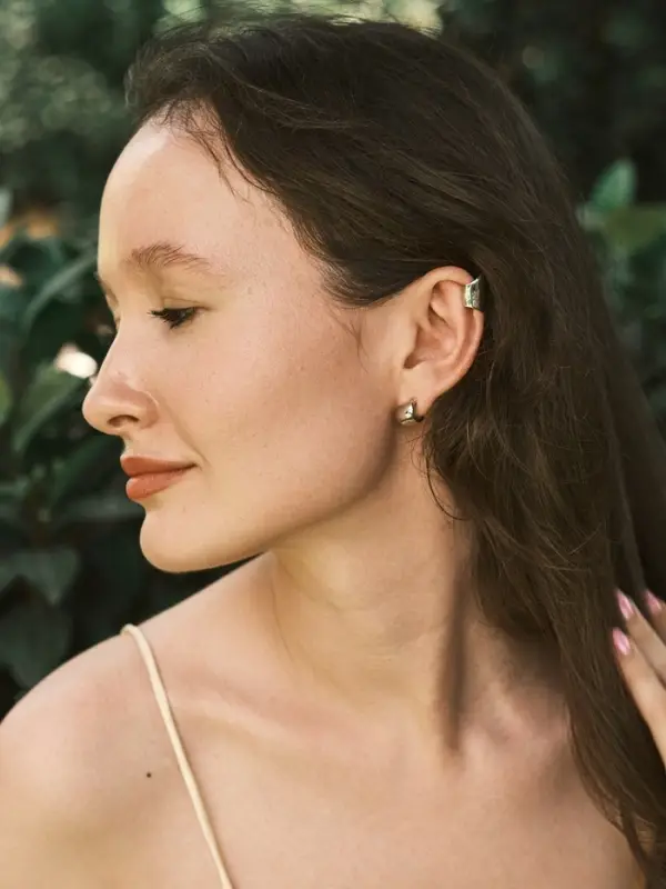 Набор серьги и каффа 3 шт. "Минимализм" тренд, цвет серебро