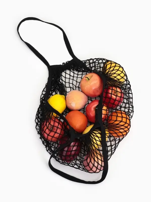 Сумка - авоська плетёная, клетка 1.5 см, чёрная