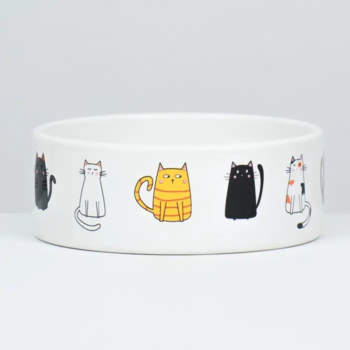 Миска &laquo;Котяры&raquo; 300 мл 12.5&times;4.5 см, керамика, белая