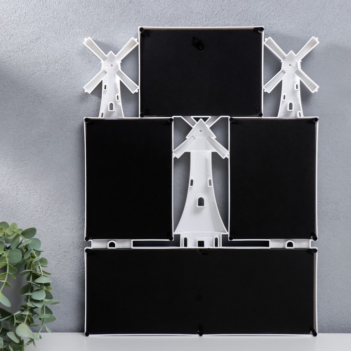 Фоторамка пластик на 5 фото 10х15 см  Фоторамка пластик на 5 фото 10х15 см "Мельницы" белый 45х34 см