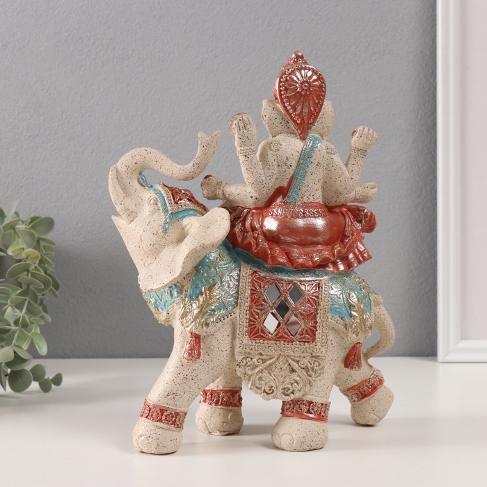 Сувенир полистоун Сувенир полистоун "Ганеша на слоне" песочный 10х20х26 см