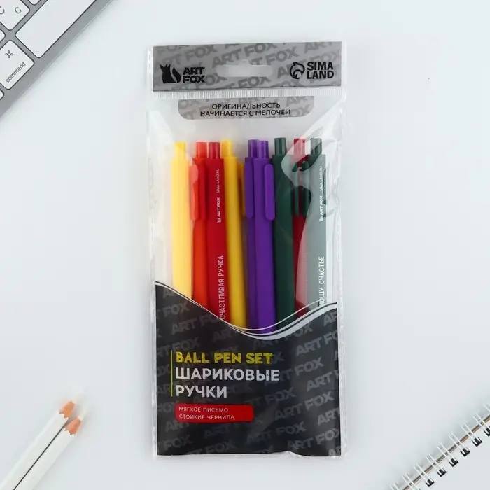 Ручка прикол шариковая синяя паста автоматическая 0,7 мм МИКС надписей «Приношу счастье»