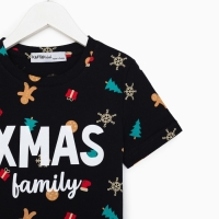 Футболка детская KAFTAN "Xmas family" , размер 34 (122-128), цвет чёрный