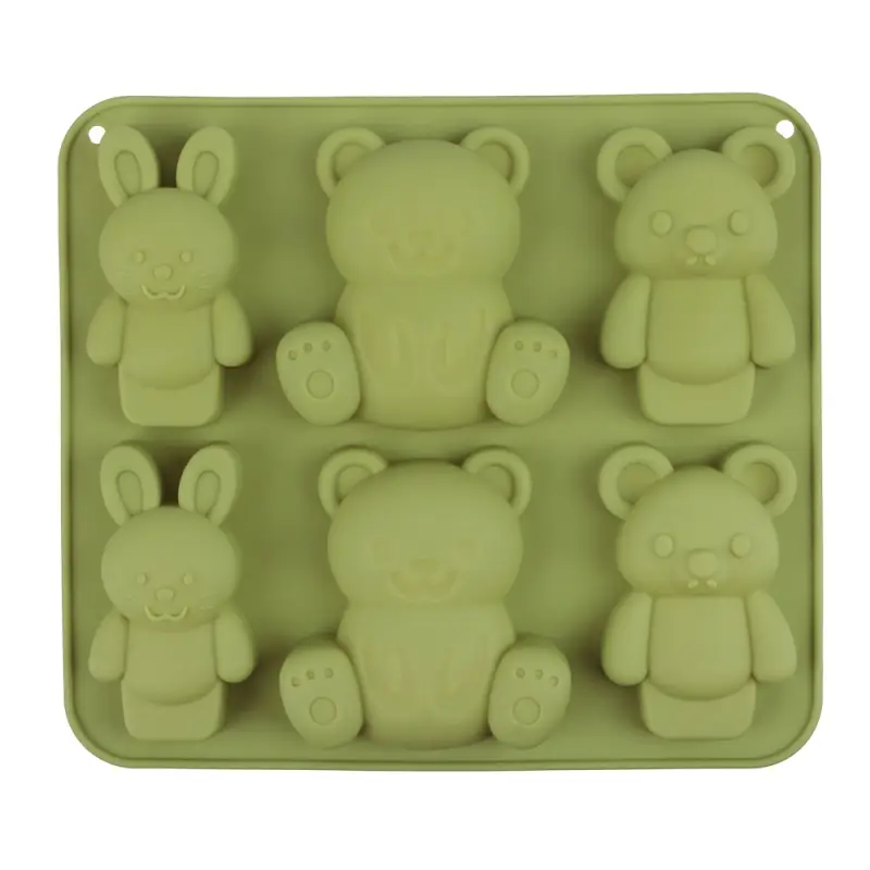 VETTA Форма для выпечки 6 ячеек 16х14х2см, "Мишки и зайчики", силикон, 3 цвета
