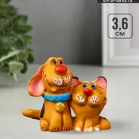 Фигурка полистоун &laquo;Котик с собачкой&raquo;, 3.6&times;4.2&times;2.2 см