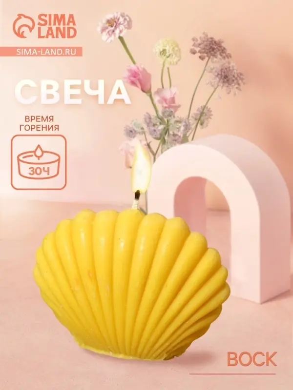 Свеча &laquo;Ракушка малая&raquo;, 9&times;4&times;7.5 см, соевый воск, МИКС
