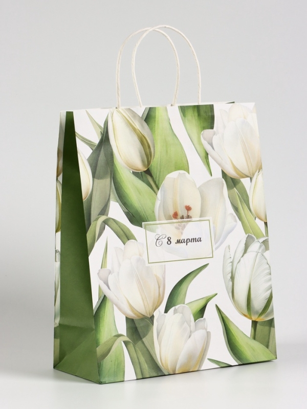 Пакет подарочный крафт, «С 8 Марта» 25×12×32 см Пакет подарочный крафт, «С 8 Марта» 25×12×32 см