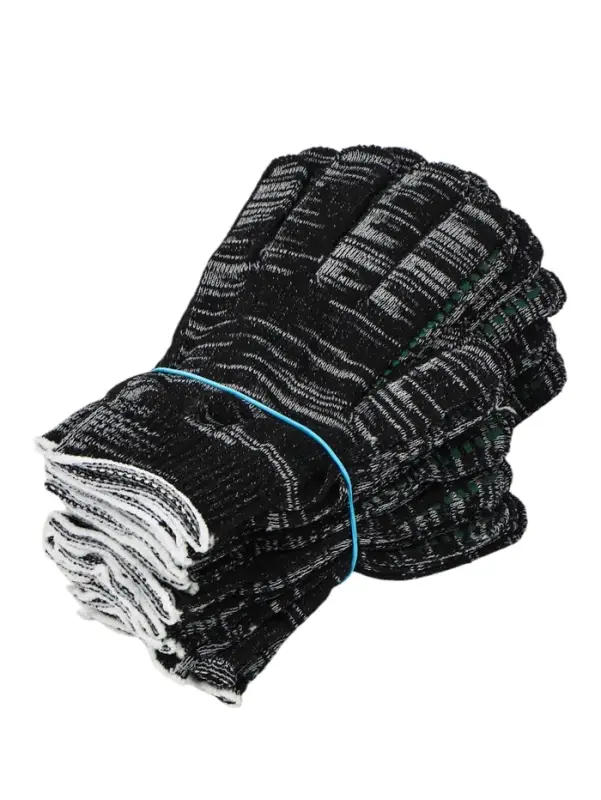 Перчатки садовые, хб, вязка 10 класс, 4 нити, размер 9, с ПВХ точками, чёрные, Greengo