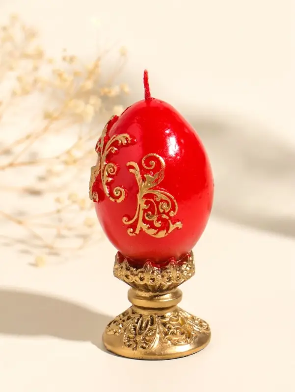 Свеча декоративная "Пасхальное яйцо вензельное" 4,5х10 см, 85 гр