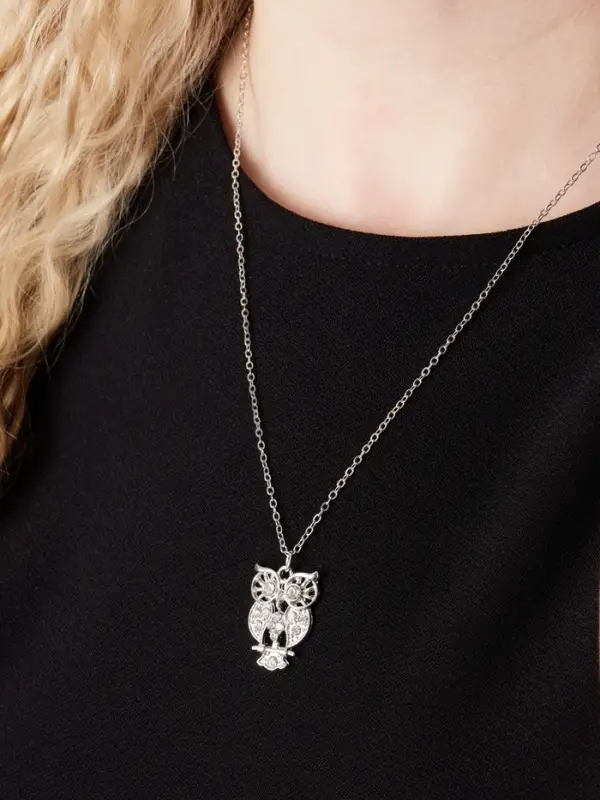 Кулон &laquo;Ажурная сова&raquo;, белый в серебре, 45 см