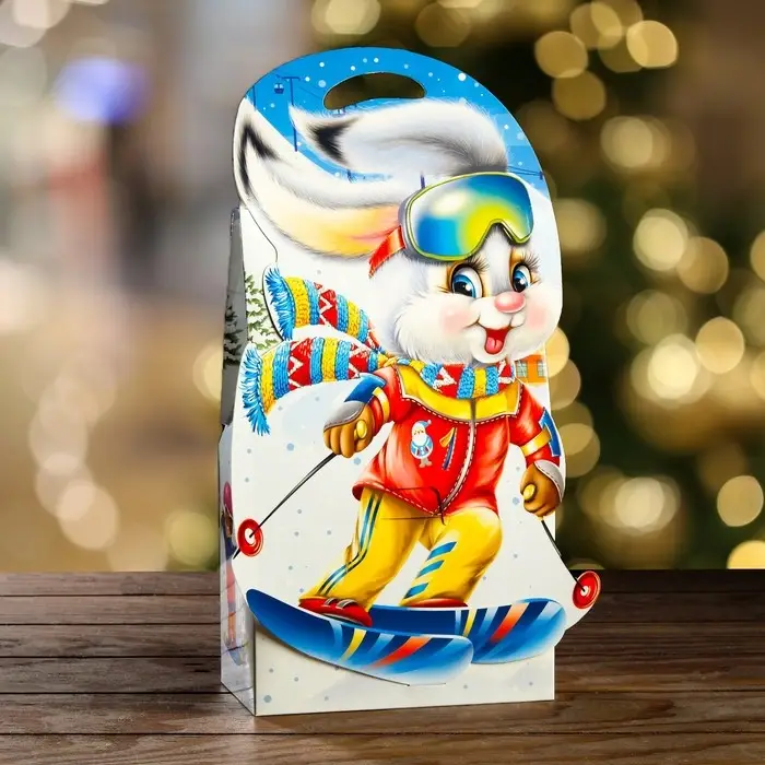 Подарочная коробка «Зайчик на лыжах», 16.5×8.6×27 см