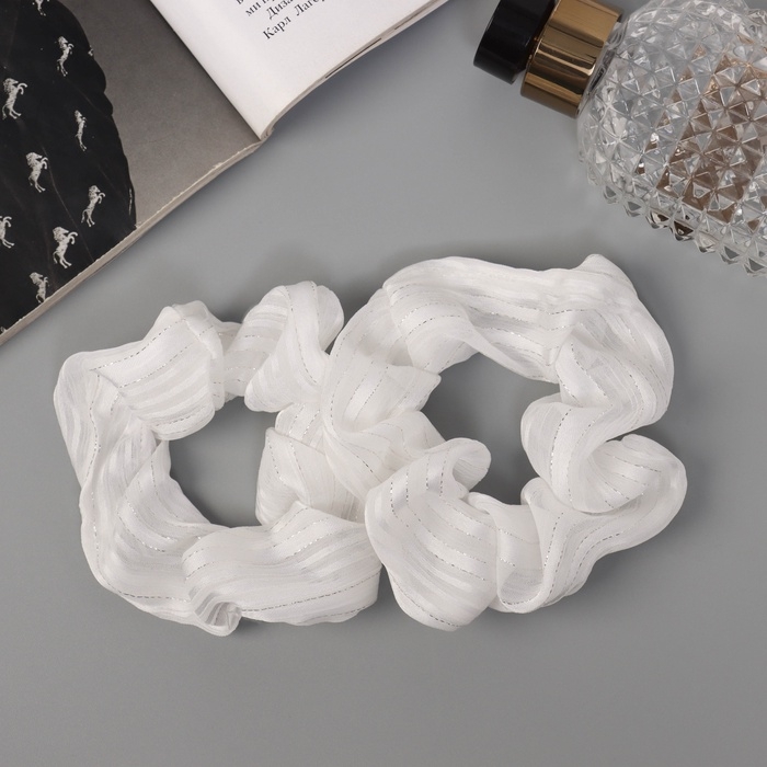 Резинка для волос Резинка для волос "Орбита" (набор 2 шт) Ариадна полосы блеск, 9 см, белый