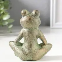 Фигурка чугун &laquo;Лягуха - дзен&raquo;, зелёная патина, 10&times;11.5&times;4.5 см