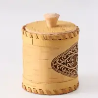 Туес &laquo;Соль&raquo;, узор, 9&times;9&times;9.5 см, банка для хранения, береста