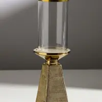 Подсвечник на 1 свечу &laquo;Буэно&raquo;, керамика, стекло, d=7.5 см, золото, 9.5&times;9.5&times;29.5 см