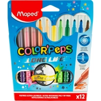 Фломастеры Maped COLOR'PEPS LONG LIFE,3хгр.пиш.узел,смываем,12цв/наб,845020