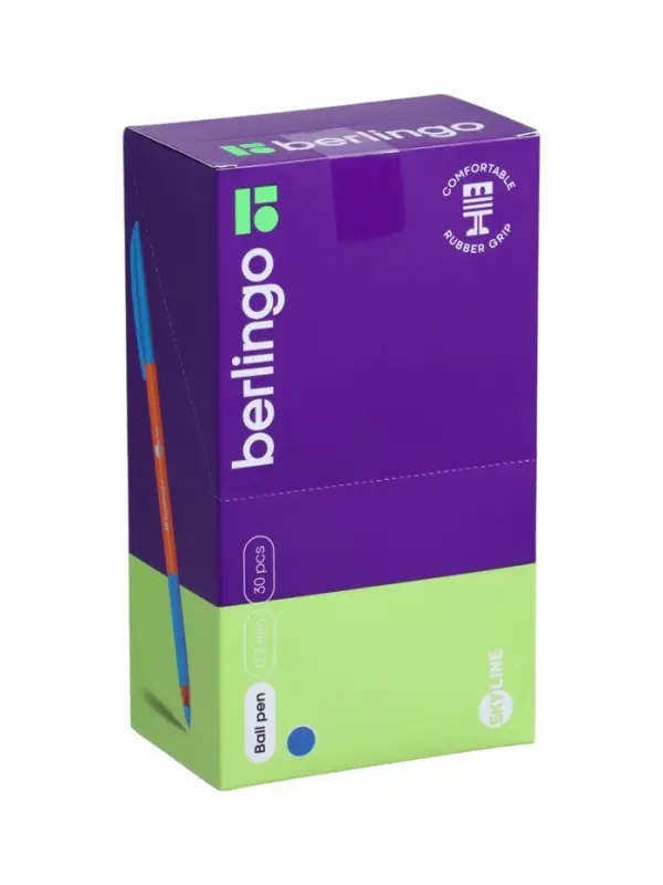 Ручка шариковая Berlingo. Skyline, светло-синий стержень, игольчатый узел 0.7 мм, резиновый упор