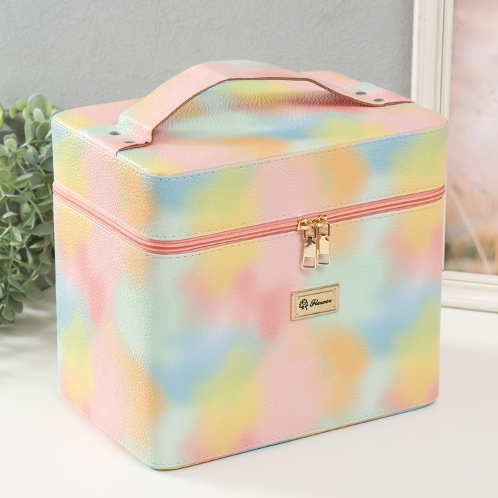 Шкатулка кожзам с зеркалом Шкатулка кожзам с зеркалом "Этажи. Рассвет" 27х18х24 см