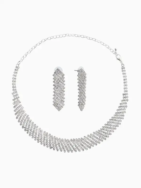 Набор 2 предмета: серьги, колье со стразами &laquo;Лёд&raquo;, d=13.5 см, белый в серебре