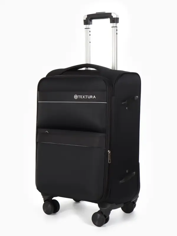 Чемодан на колёсах TEXTURA, кодовый замок, с увеличением, 36&times;25&times;58 см, 20", чёрный