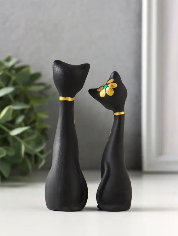 Набор фигурок 2 шт. керамика &laquo;Love - коты&raquo;, 11 см, черный