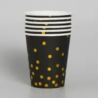 Стакан бумажный «Конфетти», с тиснением, 250 мл, набор 6 шт., цвет чёрный Стакан бумажный «Конфетти», с тиснением, 250 мл, набор 6 шт., цвет чёрный