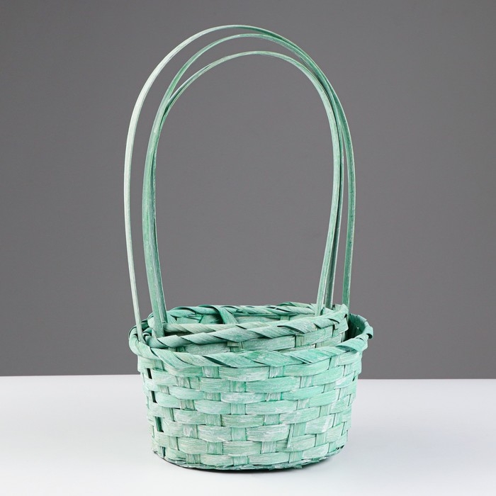 Набор корзин плетеных, 16x10/32, 18x10/34, 21x10/36, см, бирюзовый, бамбук Набор корзин плетеных, 16x10/32, 18x10/34, 21x10/36, см, бирюзовый, бамбук