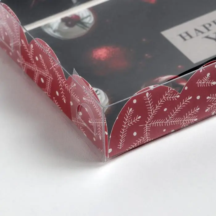 Коробка для кондитерских изделий с пластиковой крышкой &laquo;Праздник&raquo;, 10.5 х 21 х 3 см