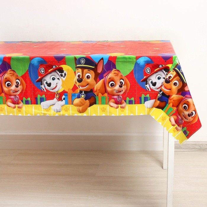 Скатерть одноразовая праздничная 120х180 см, 35 мкр, Щенячий патруль