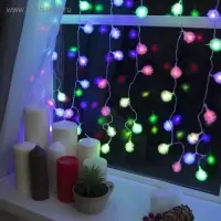 Гирлянда &laquo;Занавес&raquo; 2&times;1.5 м с насадками &laquo;Ёжики&raquo;, IP20, прозрачная нить, 360 LED, свечение мульти (RG/RB), мигание, 220 В