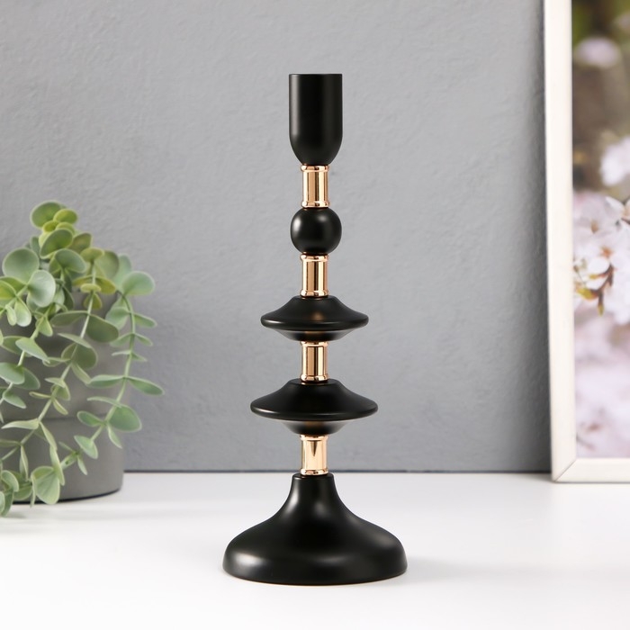 Подсвечник металл на 1 свечу d=2 см Подсвечник металл на 1 свечу d=2 см "Ирада" с золотом 9х9х24 см