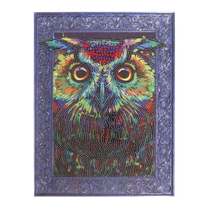 Алмазная мозаика с частичным заполнением и форменными стразами на раме «Сова», 30 х 40 см Алмазная мозаика с частичным заполнением и форменными стразами на раме «Сова», 30 х 40 см