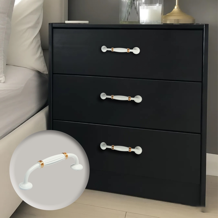 Ручка-скоба ТУНДРА PC176BL LIGHT, м/о 96 мм, цвет белый с золотом, 4 шт TMP