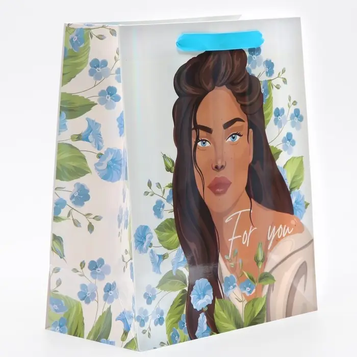 Пакет подарочный ламинированный, упаковка, «Для тебя», радужная голография, ML 23 х 27 х 11.5 см