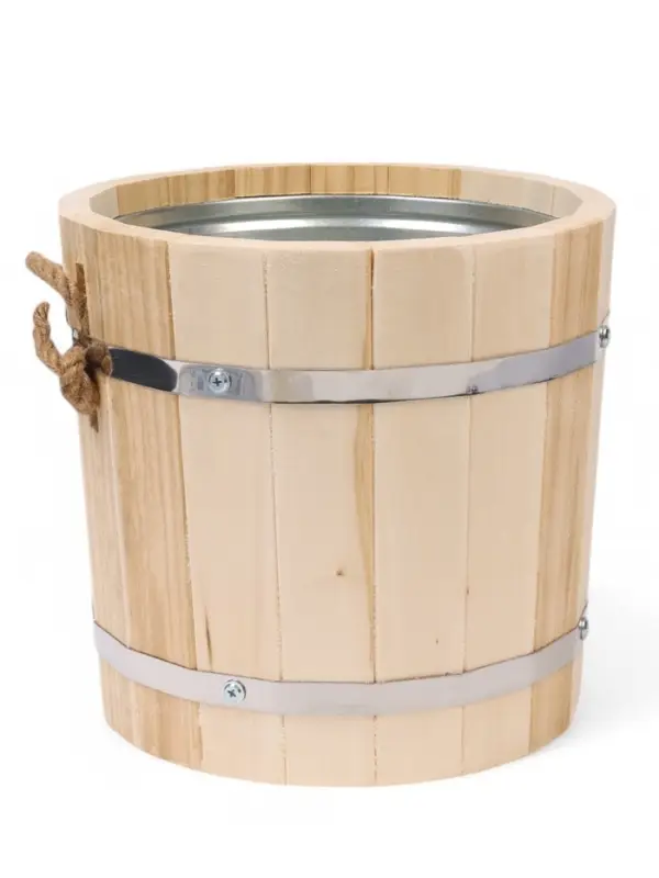 Ведро для бани и сауны, 7 л, липа, оцинкованная вставка, ручка - верёвка, &laquo;Добропаровъ&raquo;