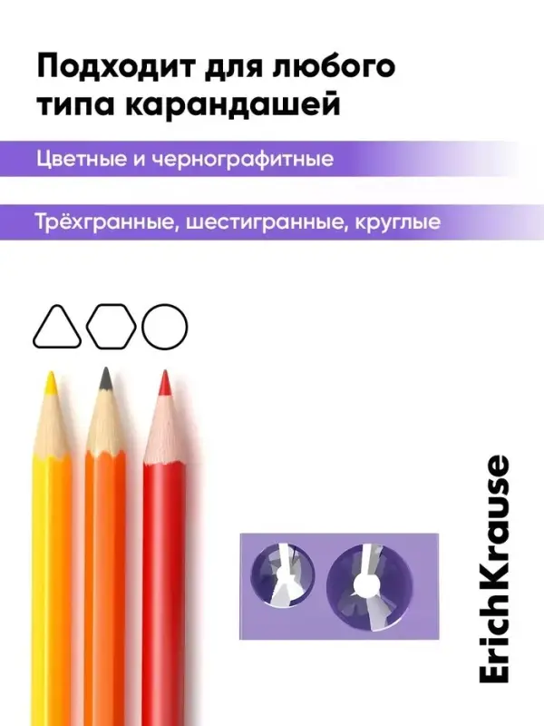 Точилка 2 отверстия ErichKrause EasySharp Duo Pastel, микс