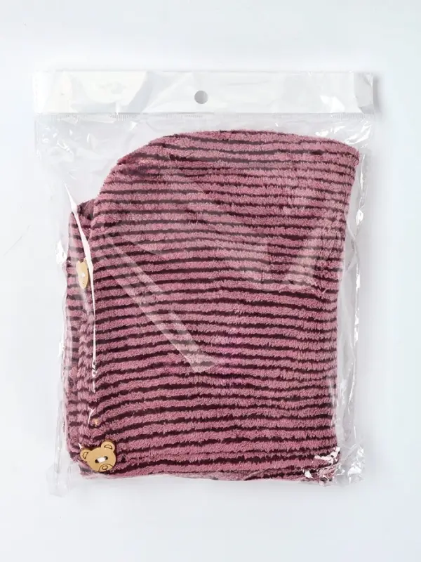 Чалма для сушки волос Доляна, микрофибра, с пуговкой, бордовая