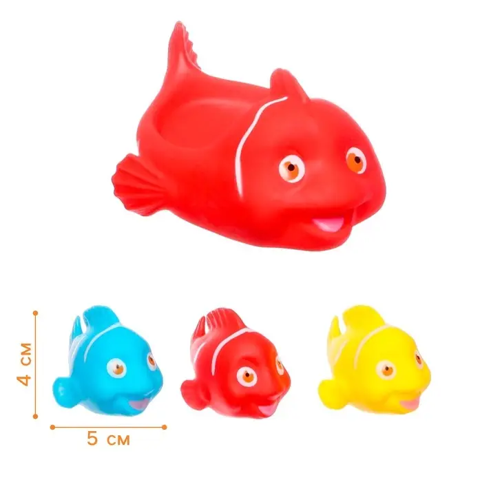 Резиновые игрушки для ванны Крошка Я &laquo;Мыльница: Рыбки&raquo;, с пищалкой, в наборе 4 шт.