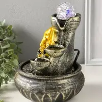 Фонтан настольный от сети, подсветка "Ганеша у фонтана" 16х16х23 см