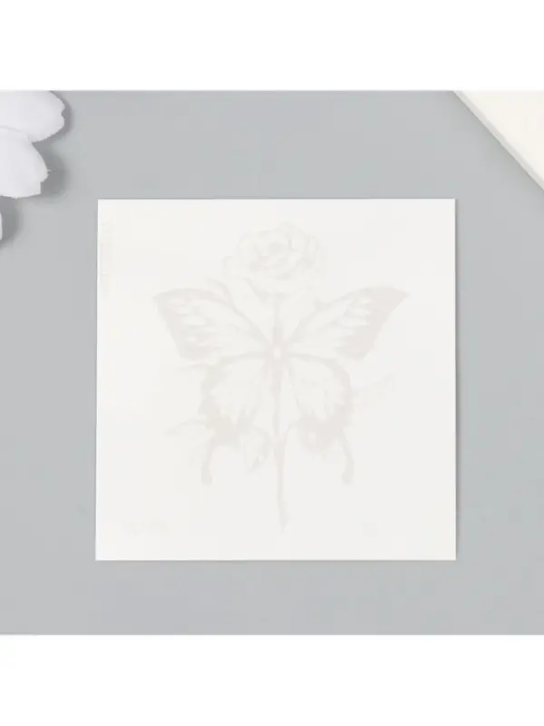 Переводная тату на тело синяя водостойкая «Бабочка и роза», 6×6 см