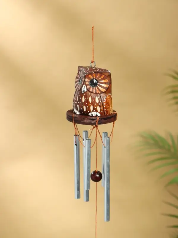 Музыка ветра &laquo;Пятнистая сова&raquo;, 5&times;5&times;40 см, дерево, металл