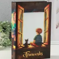 Шкатулка - книга световая &laquo;Малыш и кот наблюдают за салютом&raquo;, 28&times;19&times;6 см